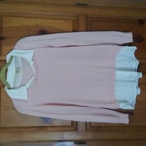 Faded Glory Women's Pink Sweater with attached White Shirt Collar and Bottom